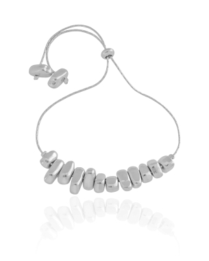Pulseira Cascalhos Lisos Fecho Gravata Banho Branco
