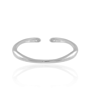 Bracelete Liso Detalhe 6 mm Banho Branco