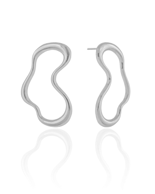 Brinco Orgânico Liso Vazado Banho Branco