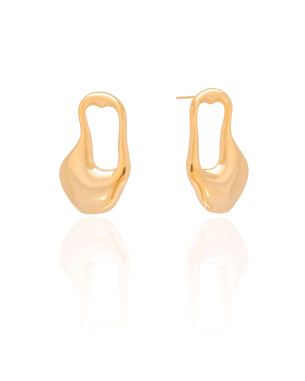 Brinco Orgânico Liso Banho Dourado