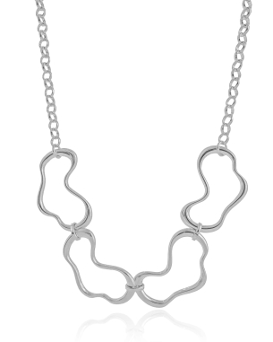 Gargantilha Elos Portugueses Orgânico Vazado Banho Branco