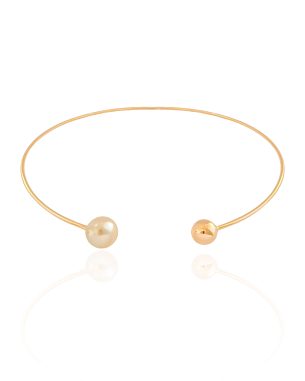 Aro Bola Lisa e Pérola Banho Dourado