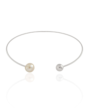 Aro Bola Lisa e Pérola Banho Branco