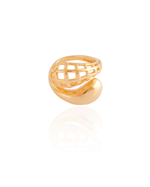 Anel Ajustável Tela Liso Tamanho P Banho Dourado