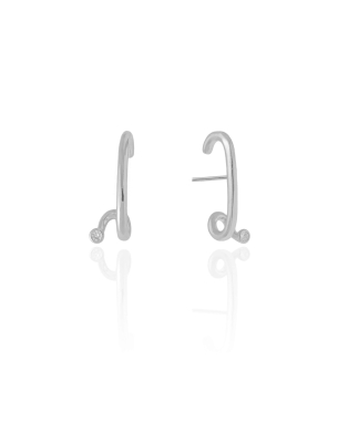 Ear Hook Liso Ponto de Luz Cravação Inglesa Banho Branco