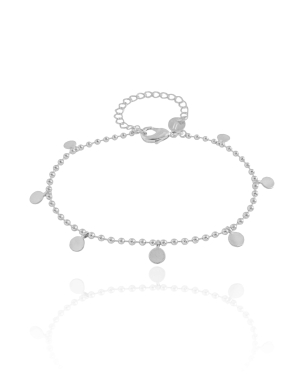 Pulseira Bolinhas Plaquinhas Lisas Banho Branco