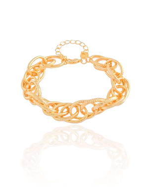 Pulseira Elos Entrelaçados Texturizados Banho Dourado