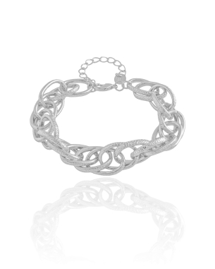 Pulseira Elos Entrelaçados Texturizados Banho Branco