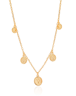 Gargantilha Elos Medalhas Banho Dourado - 45 cm