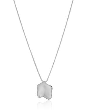 Gargantilha Veneziana Pingente Orgânico Liso 1.5 cm Banho Branco - 45cm