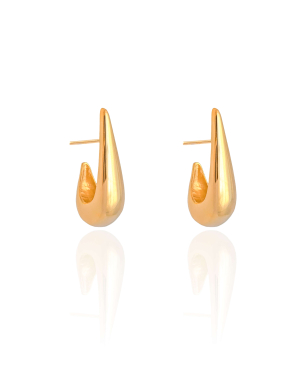 Brinco Argola Gota Lisa 3cm Banho Dourado