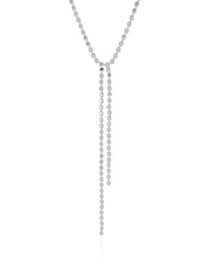 Gargantilha Gravata Plaquinhas Achatadas Banho Branco - 45 cm