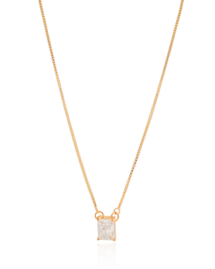 Escapulário Retângulos Cristal Banho Dourado - 65 cm