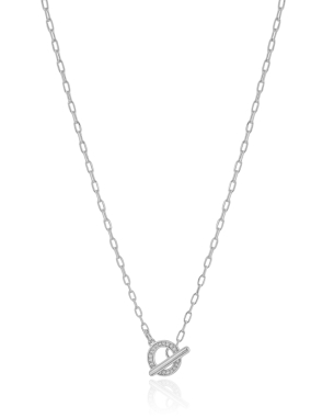 Gargantilha Elos Fecho T Redondo Cravejado Cristal Banho Branco - 42 cm