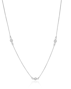 Gargantilha Longa Veneziana Ponto de Luz Cristal Banho Branco - 80 cm