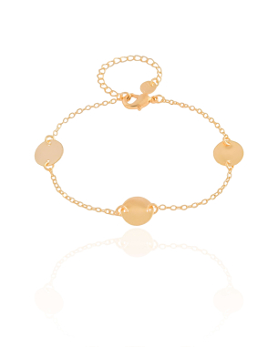 Pulseira Elos Plaquinhas Lisas Banho Dourado