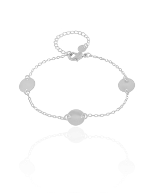 Pulseira Elos Plaquinhas Lisas Banho Branco