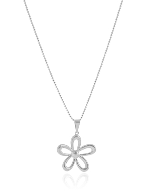 Gargantilha Bolinhas Flor Lisa Banho Branco - 40 cm