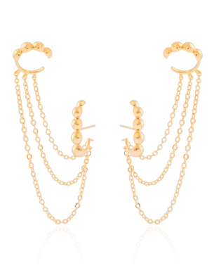 Ear Line Bolas Lisas Banho Dourado