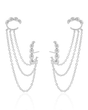 Ear Line Bolas Lisas Banho Branco