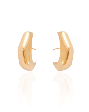 Ear Hook Geométrico Liso 3.2 cm Banho Dourado