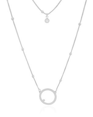 Gargantilha Dupla Bolinhas com Ponto de Luz Cristal e Círculo Banho Branco