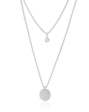 Gargantilha Dupla Redondo e Ponto de Luz Cristal Banho Branco