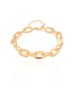 Pulseira Elos Ovais 9 mm Banho Dourado - 16 cm
