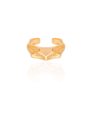 Anel Ajustável Martelado Tamanho P Banho Dourado