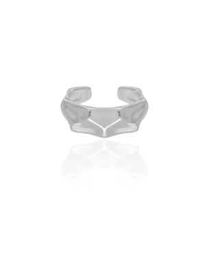 Anel Ajustável Martelado Tamanho M Banho Branco