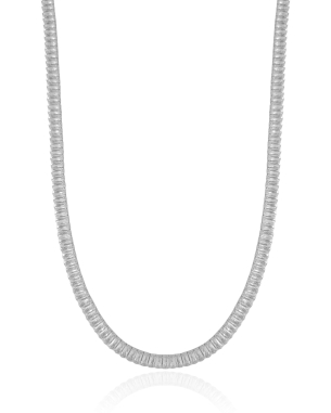 Gargantilha Baguetes Cristal Banho Branco - 45 cm