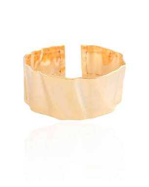 Bracelete Martelado 2.3 cm Banho Dourado