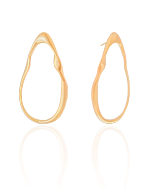 Brinco Orgânico Vazado Liso 4.6 cm Banho Dourado