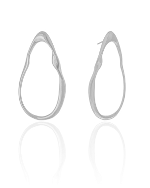 Brinco Orgânico Vazado Liso 4.6 cm Banho Branco