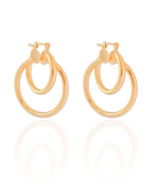 Brinco Argola Tubo Entrelaçado 3.8 cm Banho Dourado