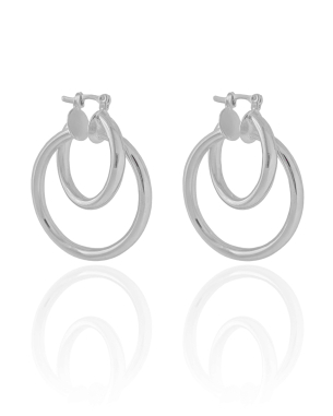 Brinco Argola Tubo Entrelaçado 3.8 cm Banho Branco