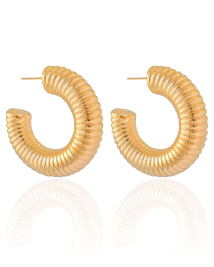 Brinco Argola Tubo Mola 4.0 cm Banho Dourado