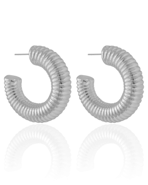 Brinco Argola Tubo Mola 4.0 cm Banho Branco