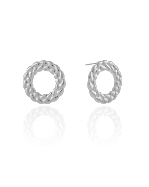 Brinco Argola Frontal Trançada 2.2 cm Banho Branco