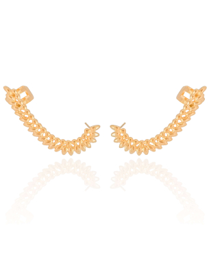 Ear Cuff Folhas Lisas 4.2 cm Banho Dourado