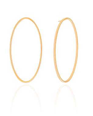 Brinco Oval Vazado 5.1 cm Banho Dourado