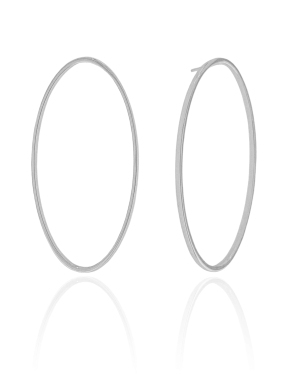 Brinco Oval Vazado 5.1 cm Banho Branco