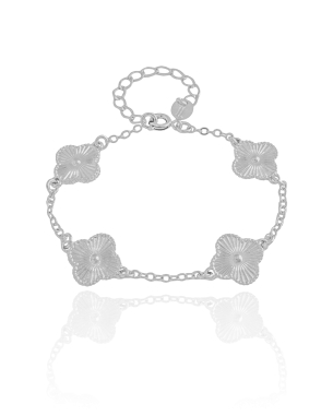 Pulseira Flor Riscada Banho Branco