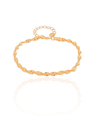 Pulseira Fita Torcida Banho Dourado