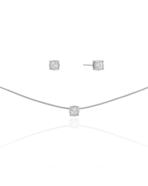 Conjunto Ponto de Luz Cristal 5 mm Banho Branco