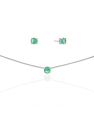 Conjunto Ponto de Luz Turmalina 5 mm Banho Branco