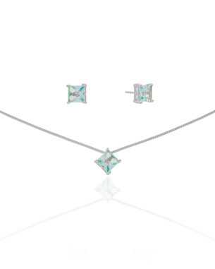 Conjunto Ponto de Luz Quadrado Topázio Sky 6 mm Banho Branco