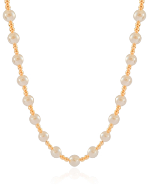 Gargantilha Pérolas 8 mm Banho Dourado - 40 cm