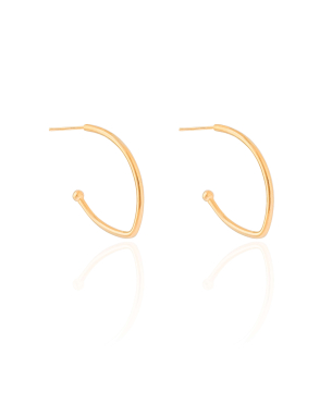 Brinco Argola Elíptica 2.8 cm Banho Dourado