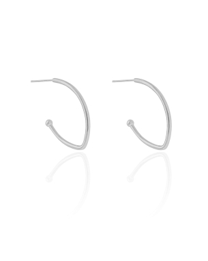 Brinco Argola Elíptica 2.8 cm Banho Branco